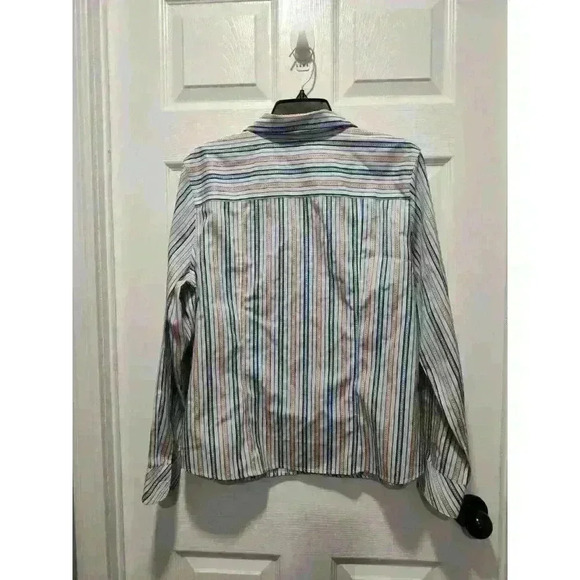 Foxcroft Blue Multicolor Stripe Button-Up L/S Classic Fit Wrinkle Free Shirt 16 - Picture 2 of 7